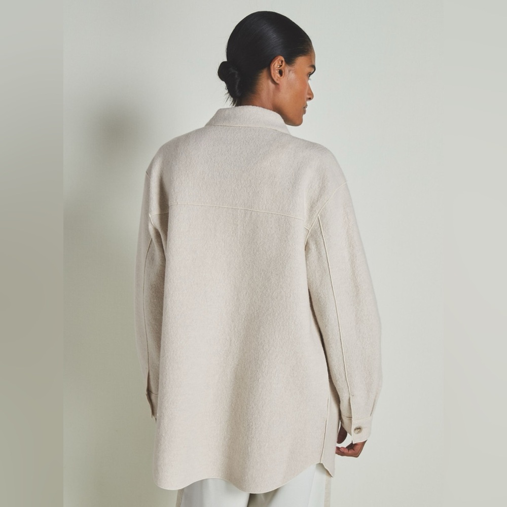 NWT REISS x Les 100 Ciels Boiled Wool Bouclé Overshirt in Cream - Picture 5 of 11